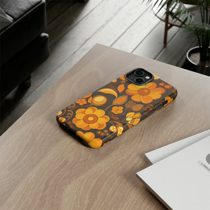 Abstract Retro 70s Dark Wildflower Patterns iPhone Case / Samsung Case