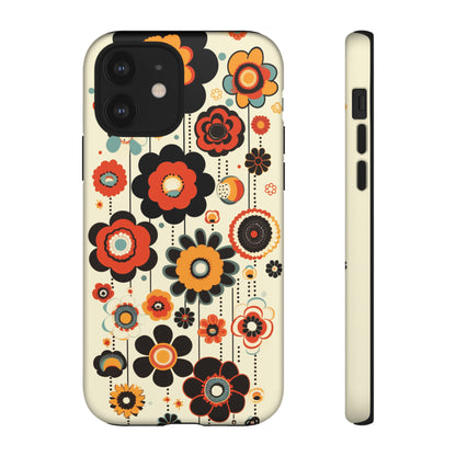 Minimalistic Round Flowers & Thin Vines Pattern iPhone Case