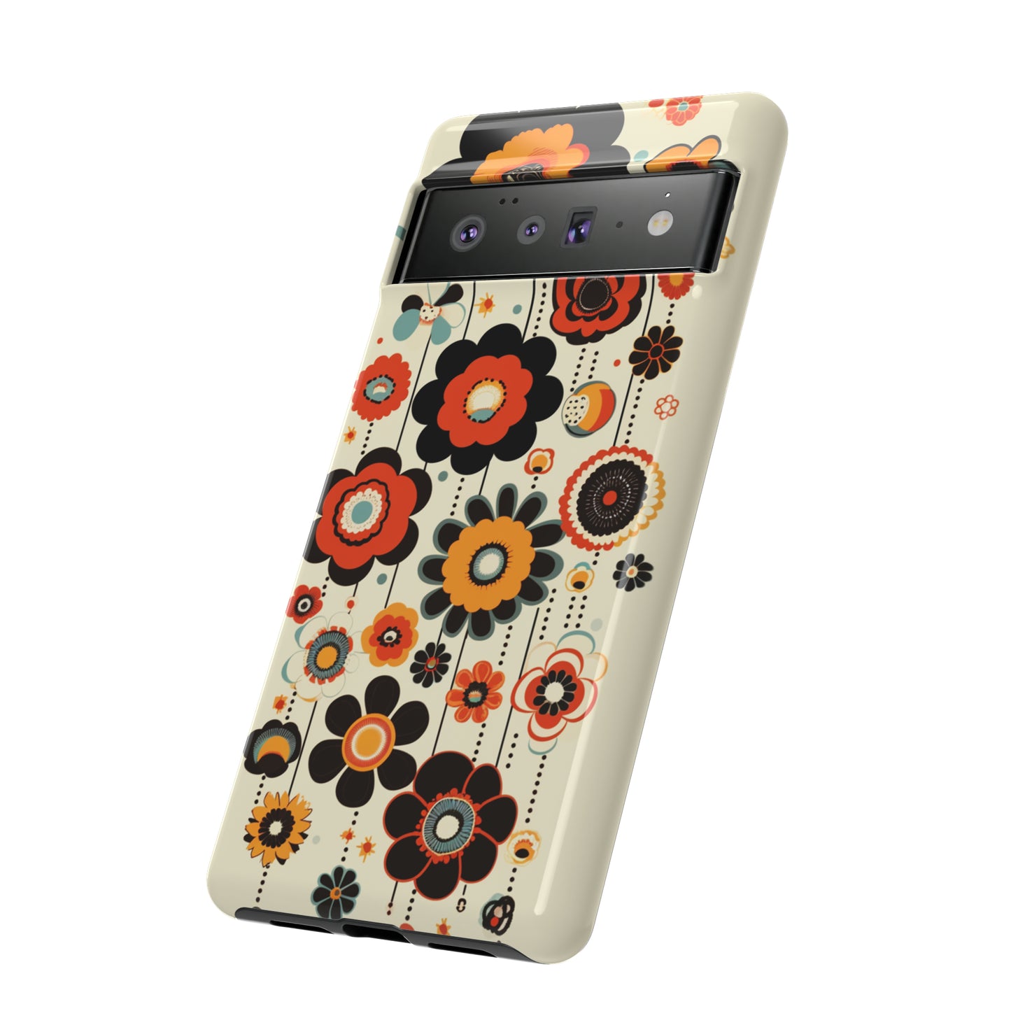 Minimalistic Round Flowers & Thin Vines Pattern iPhone Case