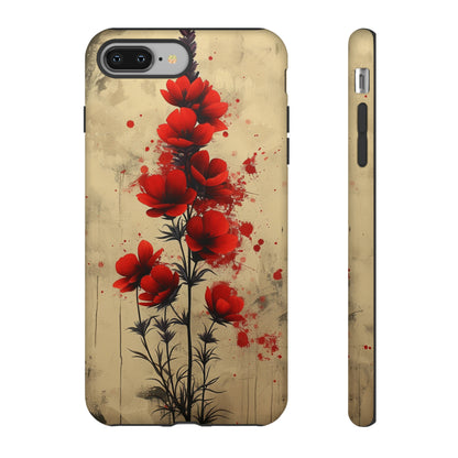 Vintage Red Roses, Wildflowers iPhone Case