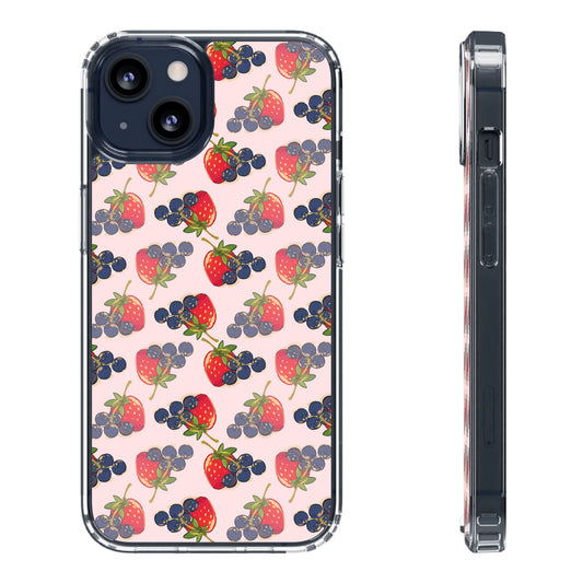 Stawberries and Blue Berries Pattern | Clear iPhone Case / Samsung Case