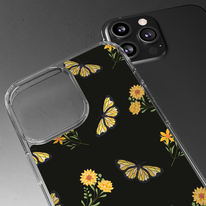 Yellow Butterfly & Flowers | Clear iPhone Case / Samsung Case