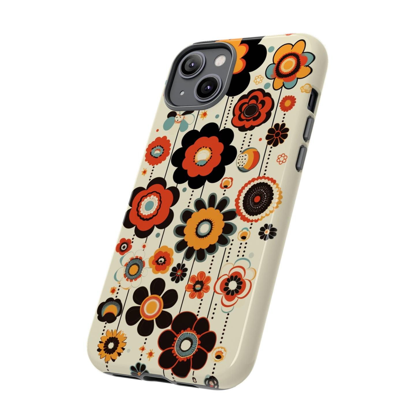 Minimalistic Round Flowers & Thin Vines Pattern iPhone Case