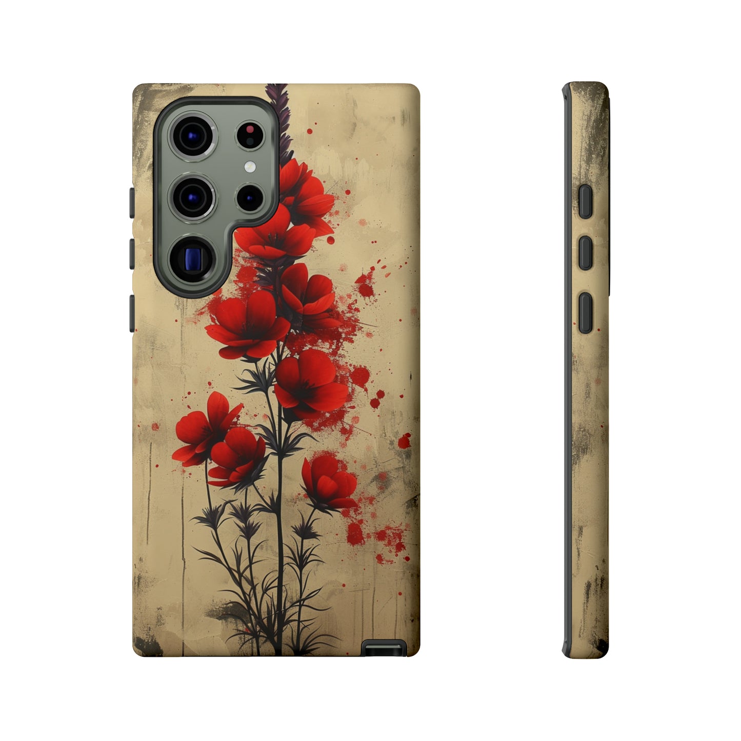 Vintage Red Roses, Wildflowers iPhone Case