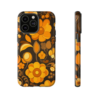 Abstract Retro 70s Dark Wildflower Patterns iPhone Case / Samsung Case