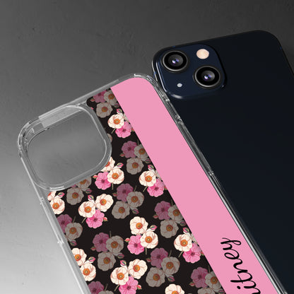 Custom Name Light Rose Pattern | Clear iPhone Case / Samsung Case