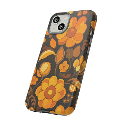 Abstract Retro 70s Dark Wildflower Patterns iPhone Case / Samsung Case