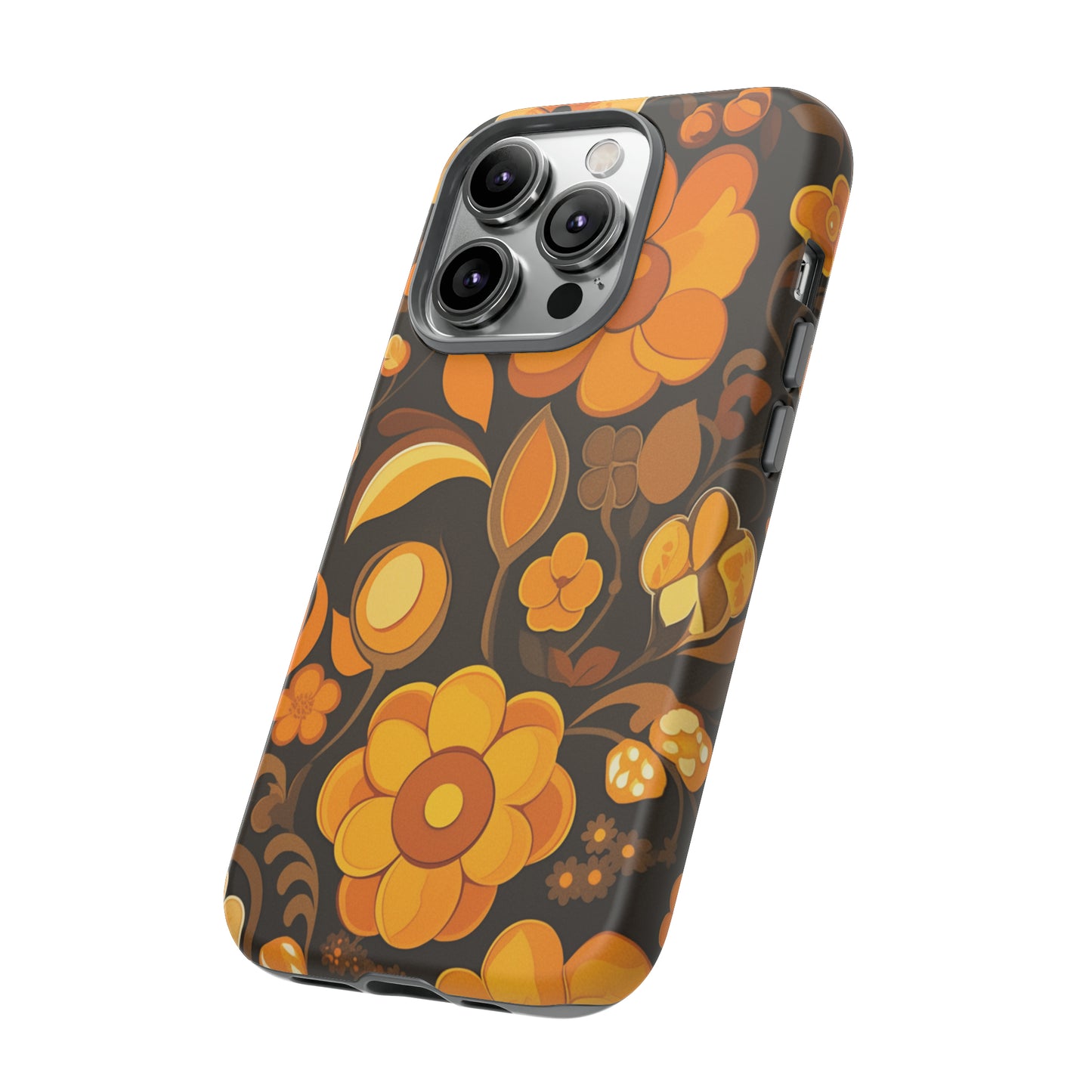 Abstract Retro 70s Dark Wildflower Patterns iPhone Case / Samsung Case