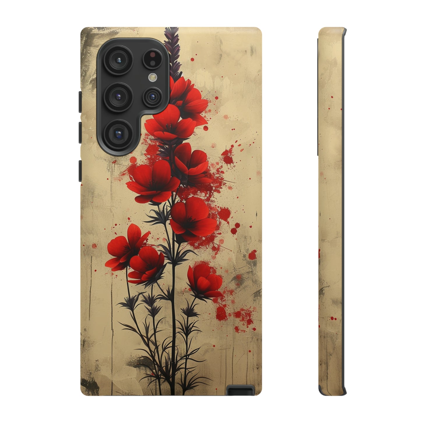 Vintage Red Roses, Wildflowers iPhone Case