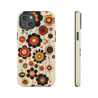 Minimalistic Round Flowers & Thin Vines Pattern iPhone Case