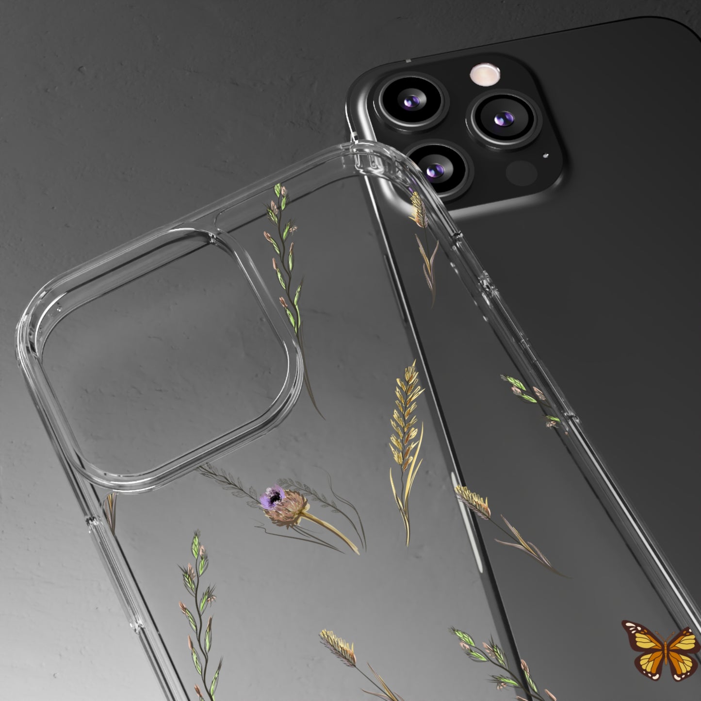 Gentle Wildflowers & Butterflies | Clear iPhone Case / Samsung Case