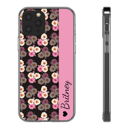 Custom Name Light Rose Pattern | Clear iPhone Case / Samsung Case