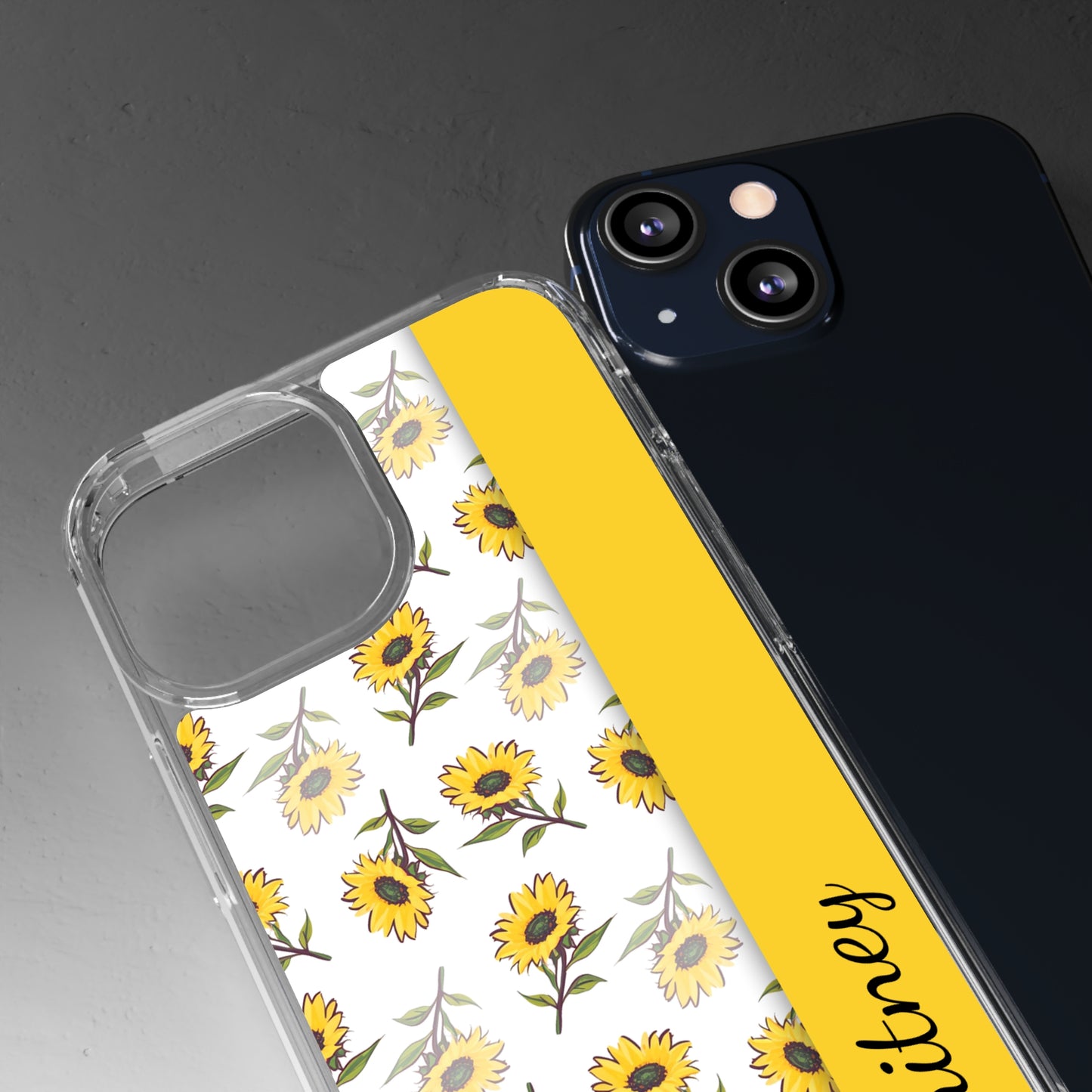 Custom Name Sunflower Pattern | Clear iPhone Case / Samsung Case