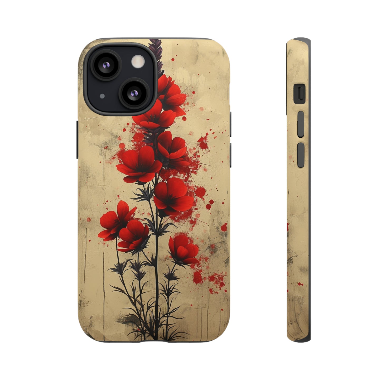 Vintage Red Roses, Wildflowers iPhone Case