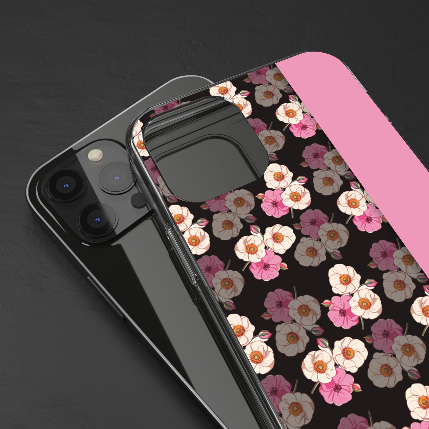 Custom Name Light Rose Pattern | Clear iPhone Case / Samsung Case