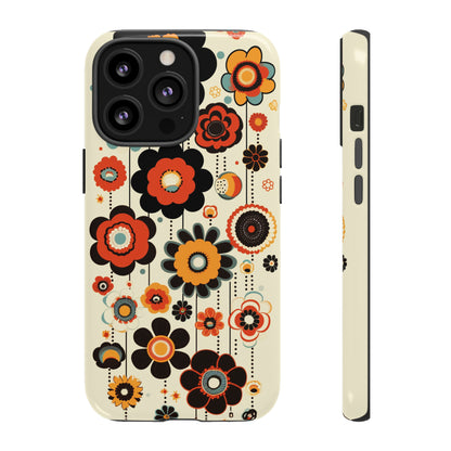 Minimalistic Round Flowers & Thin Vines Pattern iPhone Case