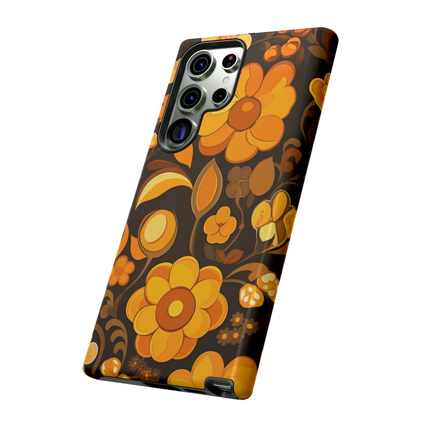 Abstract Retro 70s Dark Wildflower Patterns iPhone Case / Samsung Case