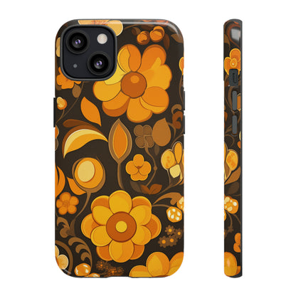 Abstract Retro 70s Dark Wildflower Patterns iPhone Case / Samsung Case