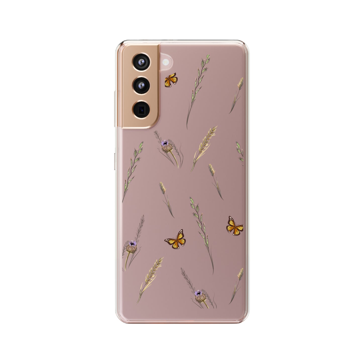 Gentle Wildflowers & Butterflies | Clear iPhone Case / Samsung Case