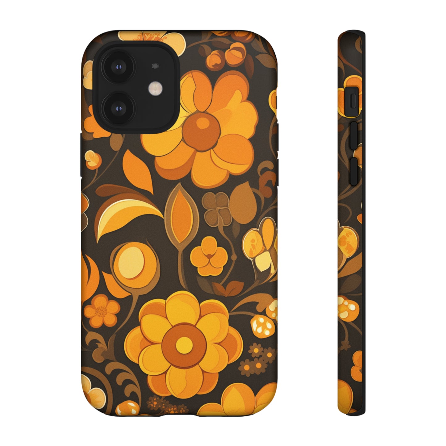 Abstract Retro 70s Dark Wildflower Patterns iPhone Case / Samsung Case