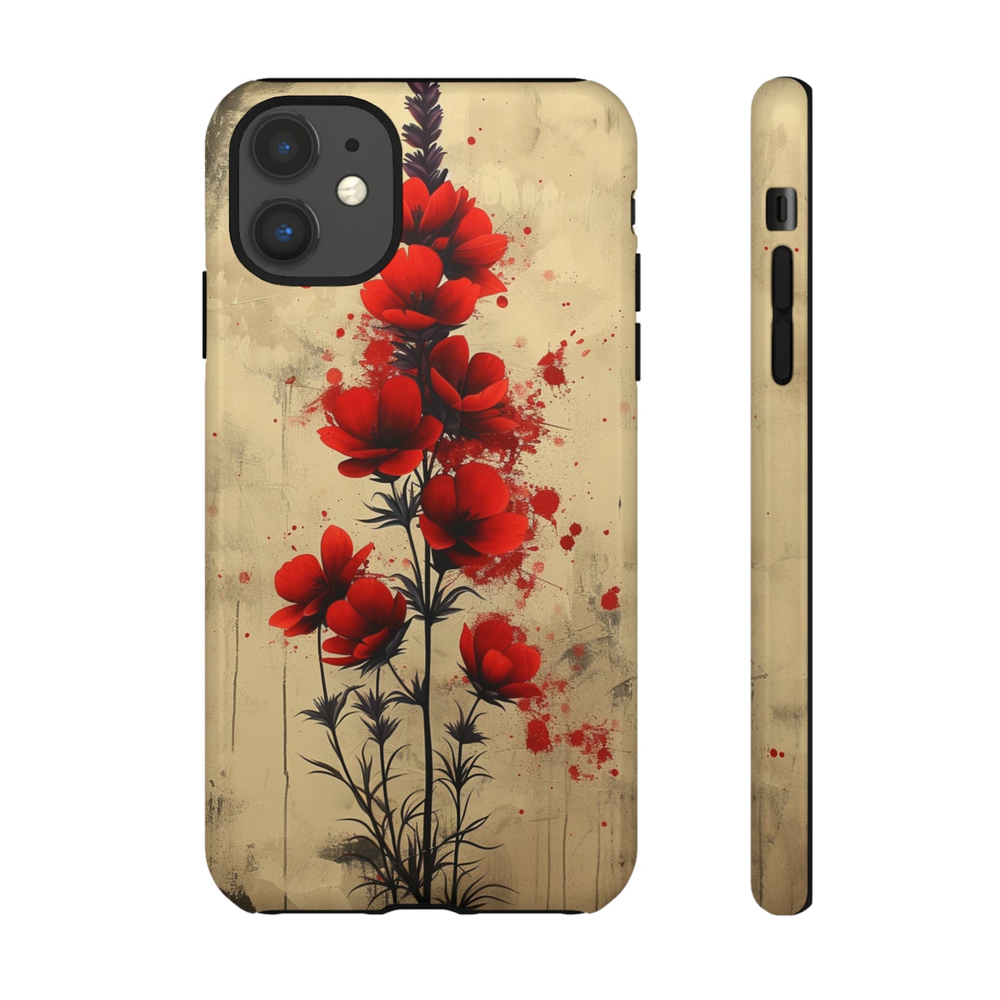 Vintage Red Roses, Wildflowers iPhone Case