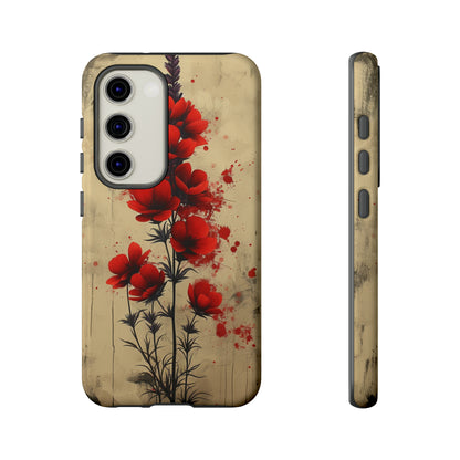 Vintage Red Roses, Wildflowers iPhone Case