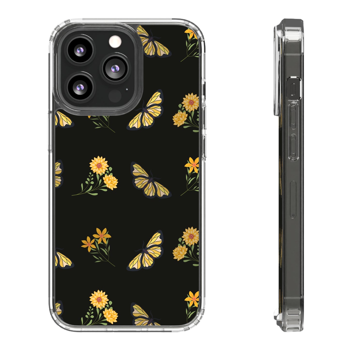 Yellow Butterfly & Flowers | Clear iPhone Case / Samsung Case