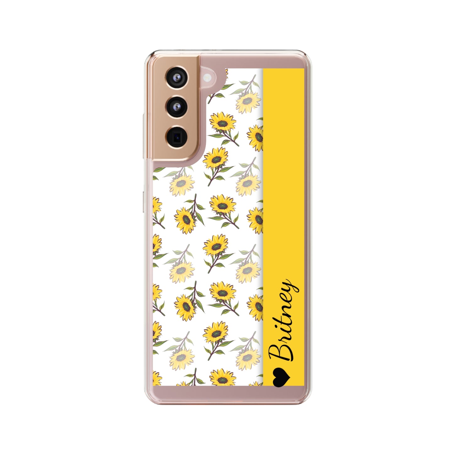 Custom Name Sunflower Pattern | Clear iPhone Case / Samsung Case