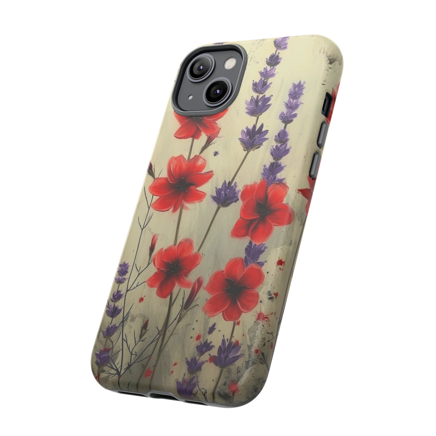 Wildflower Tall Red and Lavendar iPhone Case Gift For Flower Lover Gift For Her