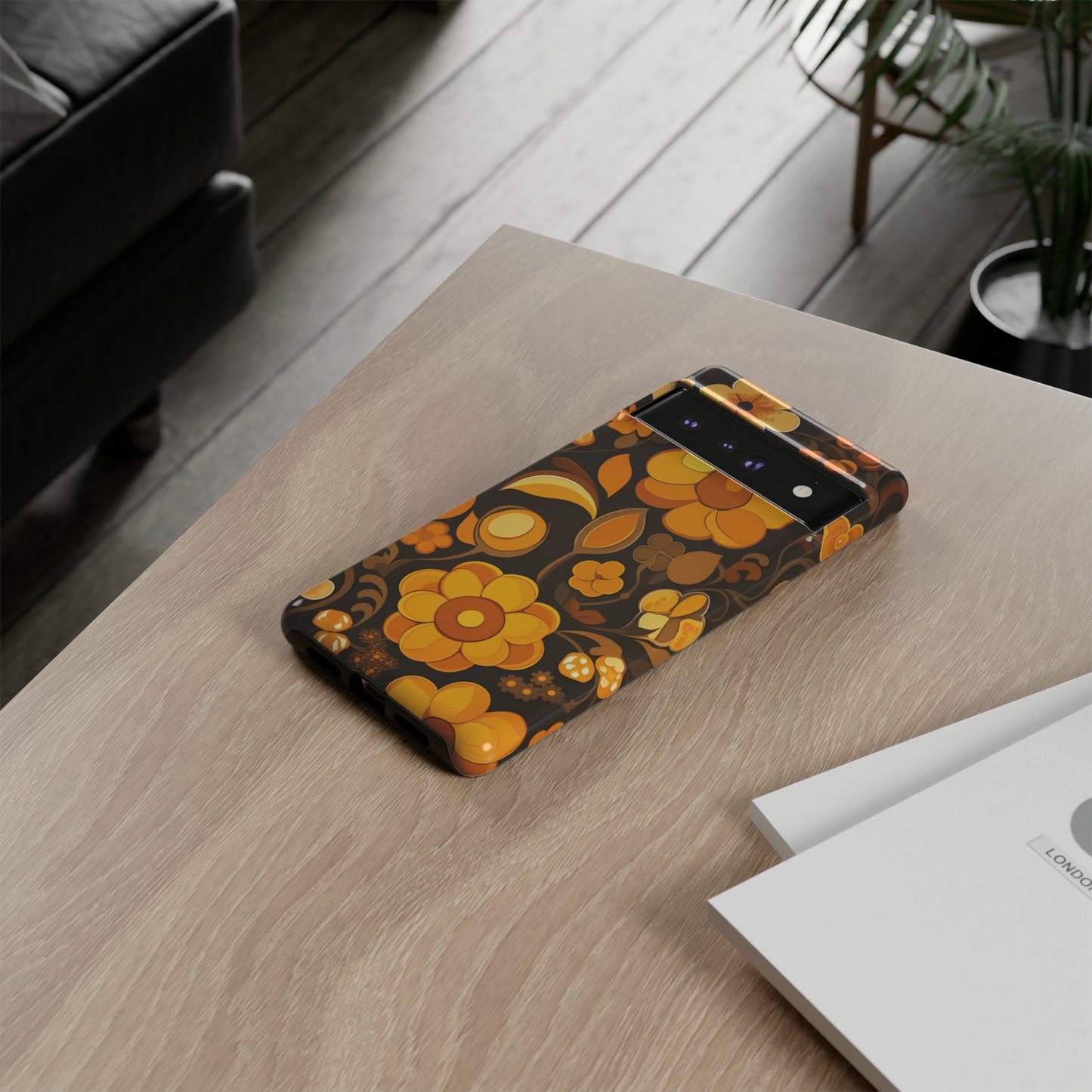 Abstract Retro 70s Dark Wildflower Patterns iPhone Case / Samsung Case