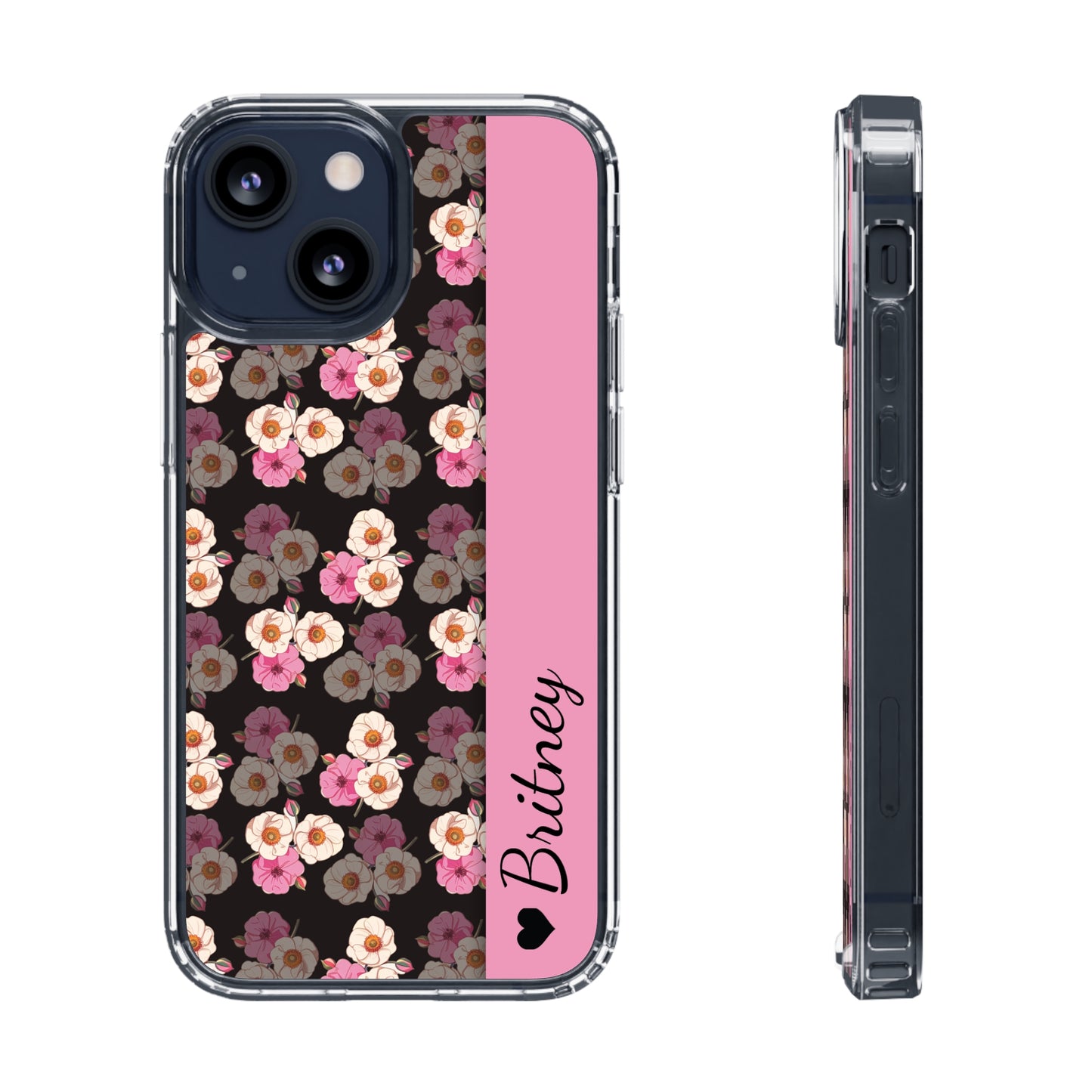 Custom Name Light Rose Pattern | Clear iPhone Case / Samsung Case