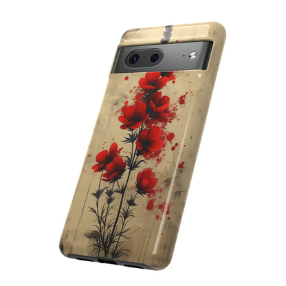 Vintage Red Roses, Wildflowers iPhone Case