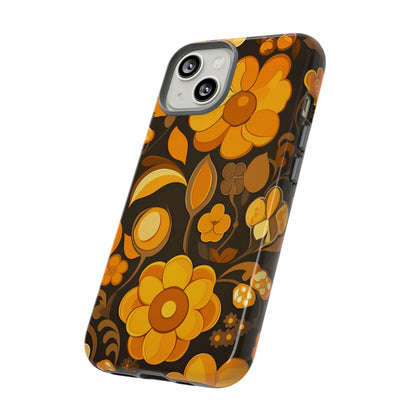 Abstract Retro 70s Dark Wildflower Patterns iPhone Case / Samsung Case