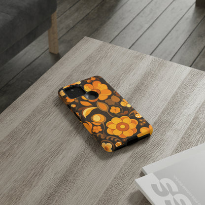 Abstract Retro 70s Dark Wildflower Patterns iPhone Case / Samsung Case