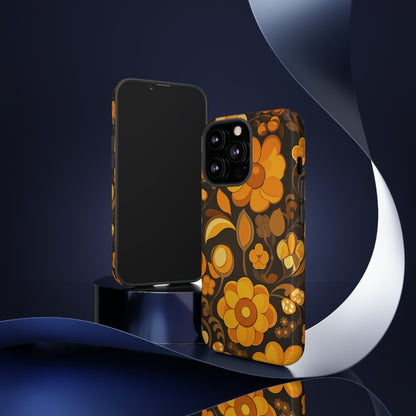 Abstract Retro 70s Dark Wildflower Patterns iPhone Case / Samsung Case