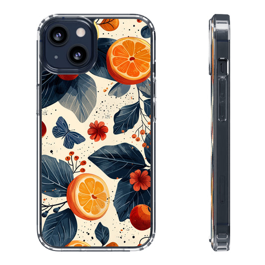 Zesty Orange Floral Aesthetic | Clear iPhone Case / Samsung Case