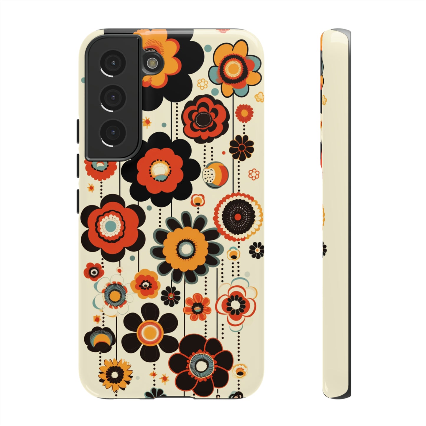 Minimalistic Round Flowers & Thin Vines Pattern iPhone Case