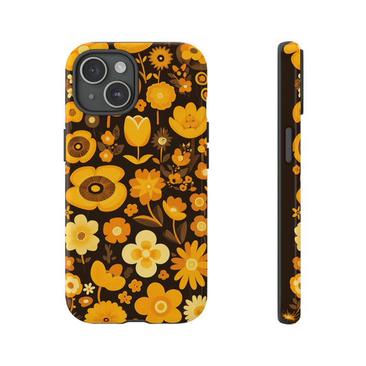 Black Phone Case, Flower Aesthetic iPhone Case 15 Pro Max 14 13 12, Samsung Galaxy S23, Google Pixel 7, Gift For Flower Lover Gift For Her