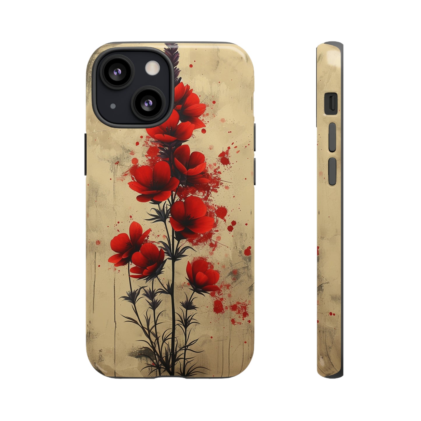 Vintage Red Roses, Wildflowers iPhone Case