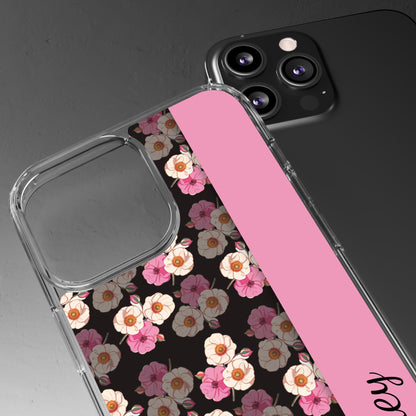 Custom Name Light Rose Pattern | Clear iPhone Case / Samsung Case