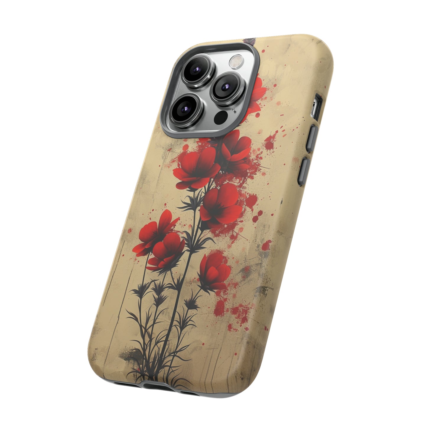 Vintage Red Roses, Wildflowers iPhone Case