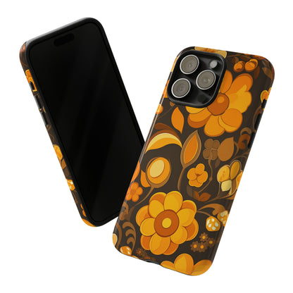 Abstract Retro 70s Dark Wildflower Patterns iPhone Case / Samsung Case