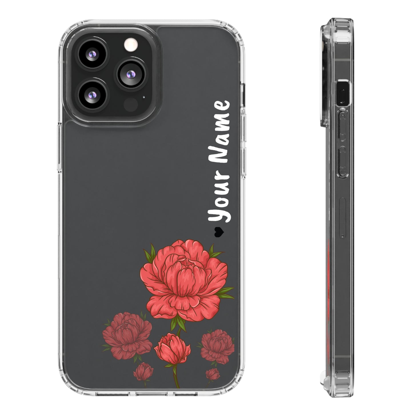 Custom Red Flowers | Clear iPhone Case / Samsung Case