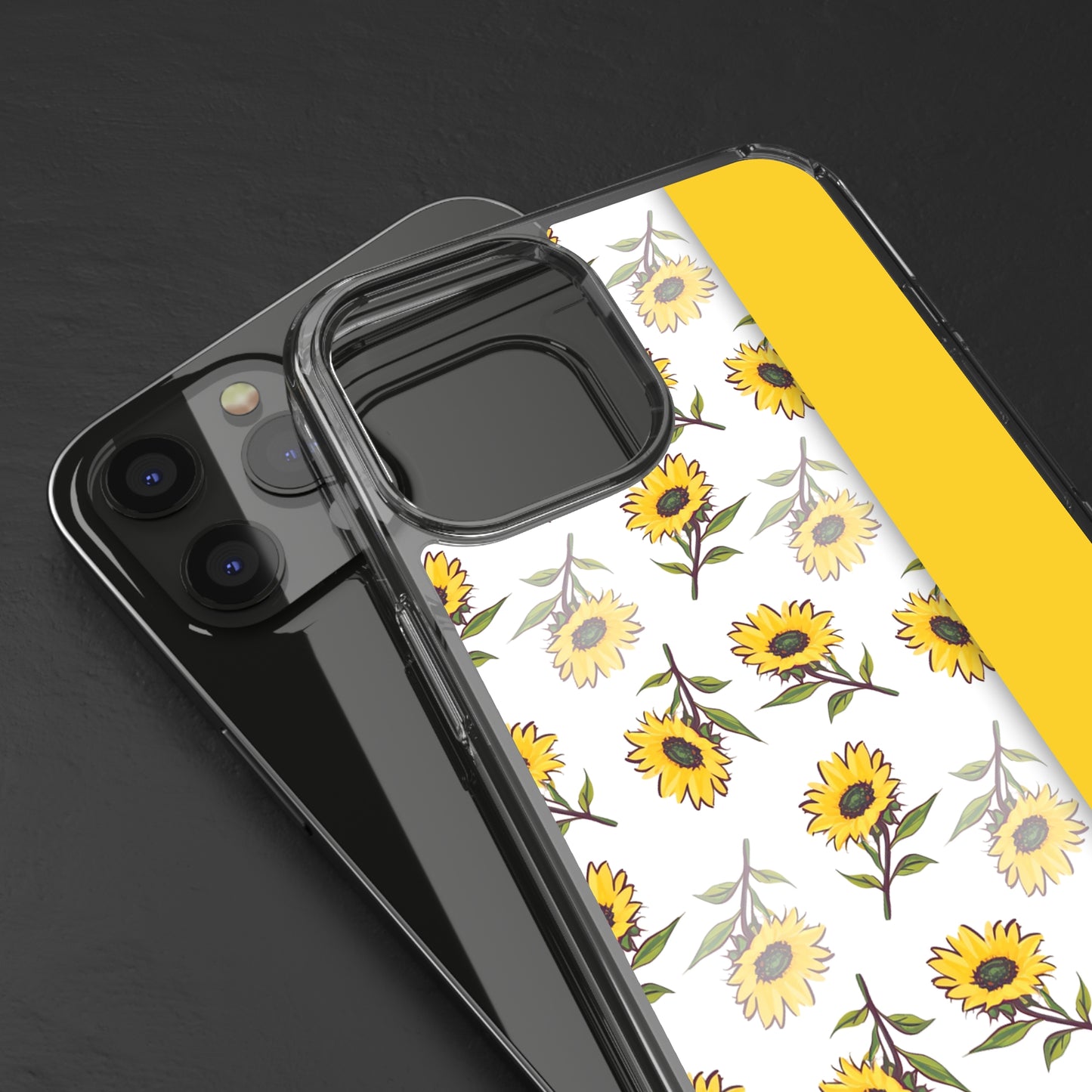 Custom Name Sunflower Pattern | Clear iPhone Case / Samsung Case