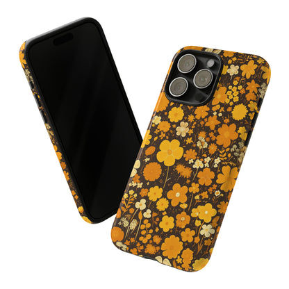 Yellow Flower Pattern Phone Case, Flower Pattern Aesthetic Pattern Gifts iPhone Case, Samsung Phone Case, Gift For Flower Lover Gift For Her