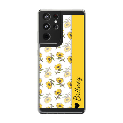 Custom Name Sunflower Pattern | Clear iPhone Case / Samsung Case