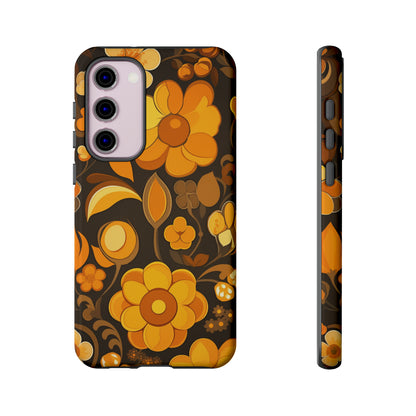 Abstract Retro 70s Dark Wildflower Patterns iPhone Case / Samsung Case