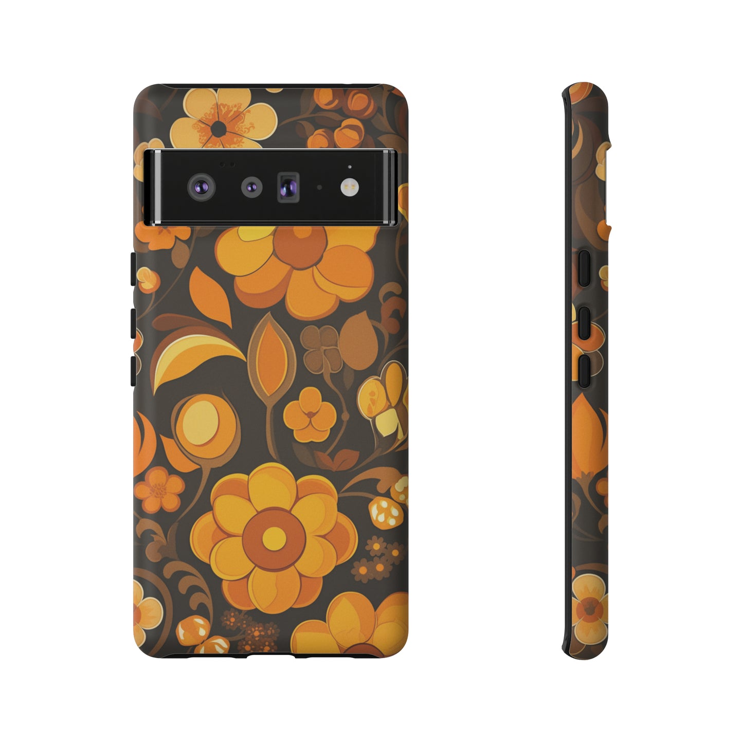 Abstract Retro 70s Dark Wildflower Patterns iPhone Case / Samsung Case