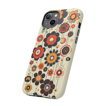 Minimalistic Round Flowers & Thin Vines Pattern iPhone Case