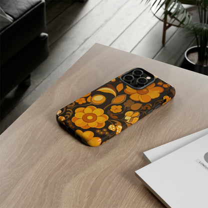 Abstract Retro 70s Dark Wildflower Patterns iPhone Case / Samsung Case